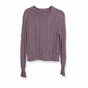 L.L.Bean Signature Lavender Cable Knit Sweater Small Cotton Coastal Grandma